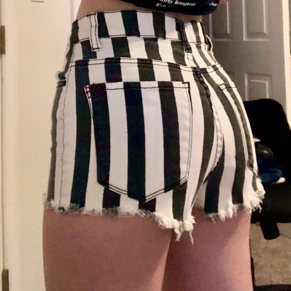 SOLD -High rise black and white stripped BDG jean